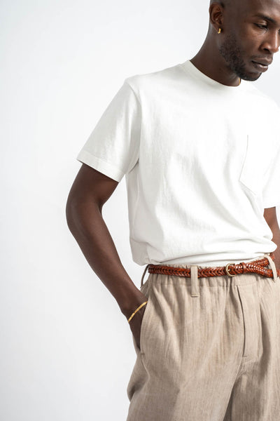 Elastic Pant Linen Cotton H-Bone in Dark Beige