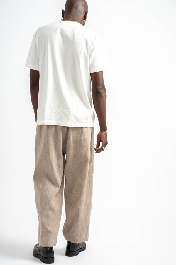 Elastic Pant Linen Cotton H-Bone in Dark Beige