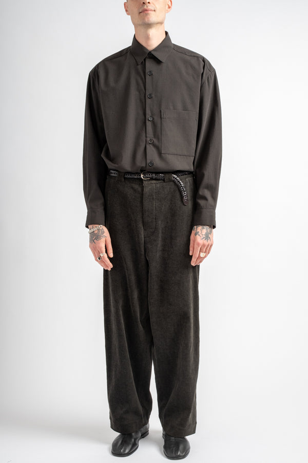 Flat Front Pant Carbon Dyed Corduroy Charcoal