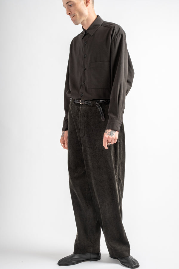 Flat Front Pant Carbon Dyed Corduroy Charcoal