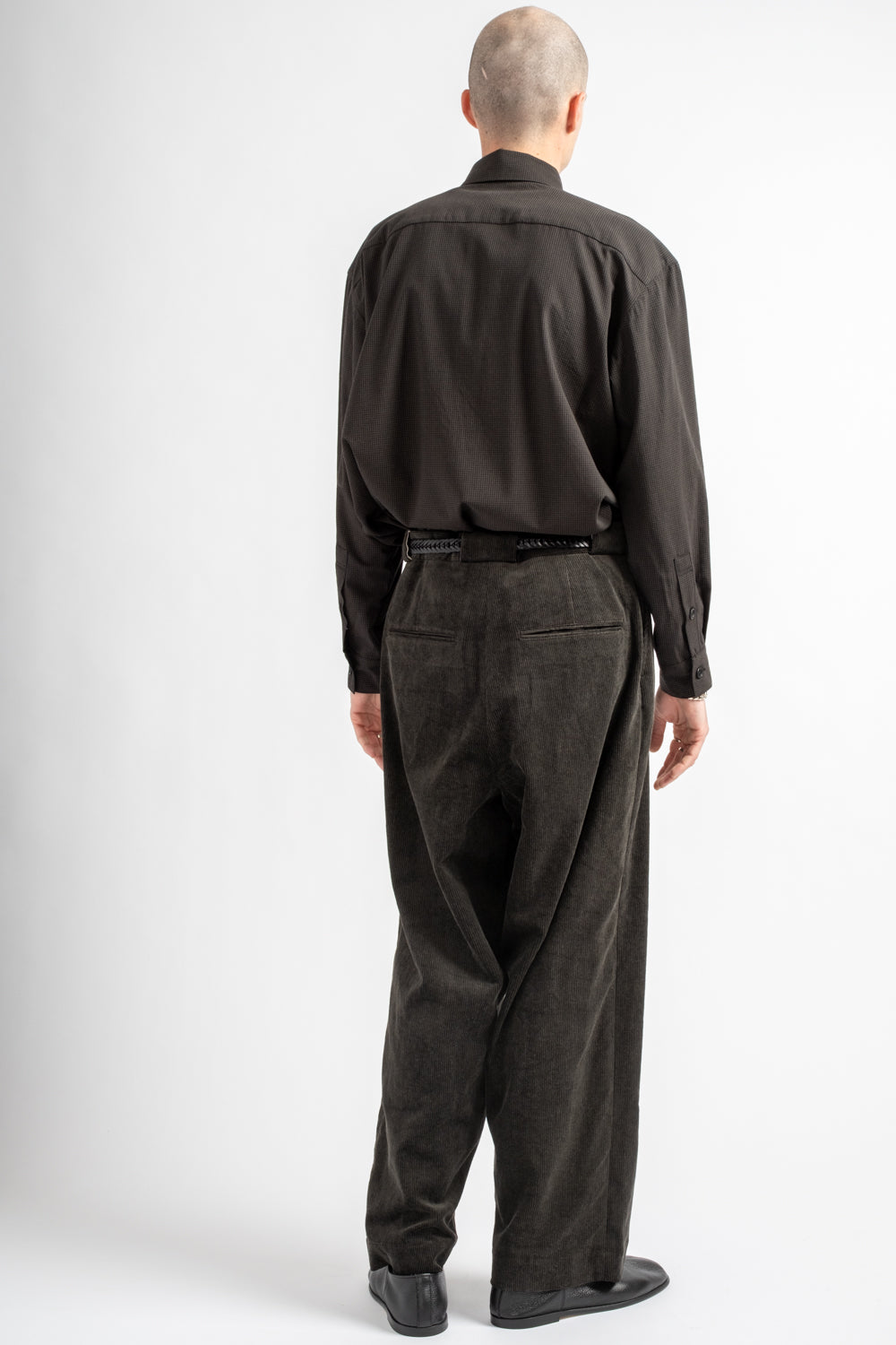 Flat Front Pant Carbon Dyed Corduroy Charcoal