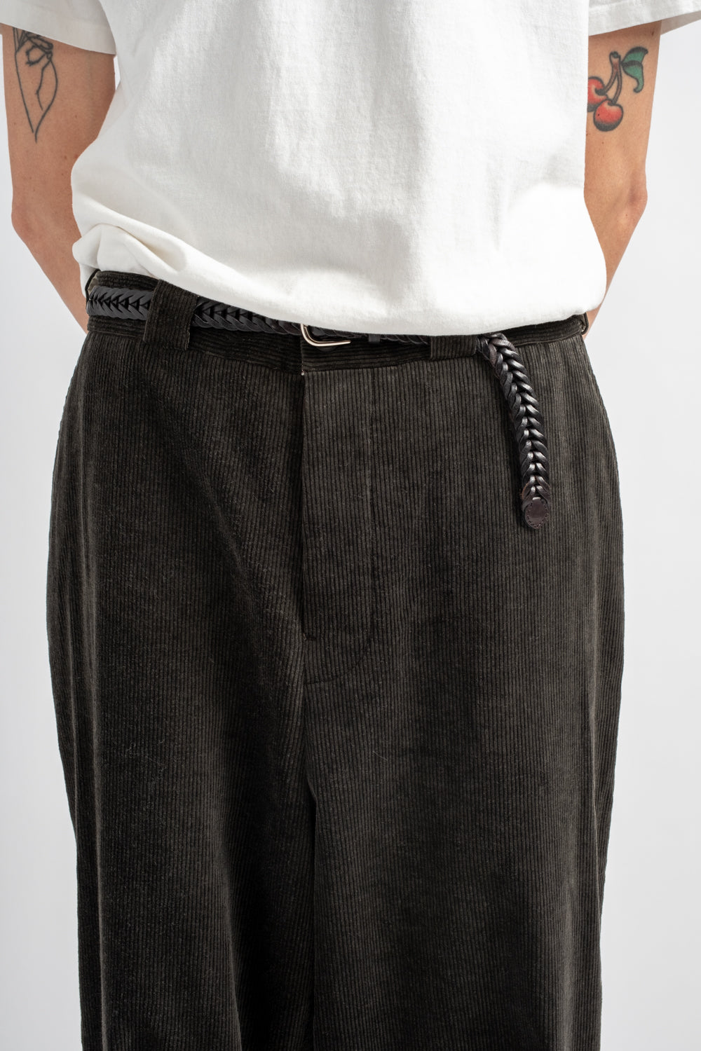 Flat Front Pant Carbon Dyed Corduroy Charcoal