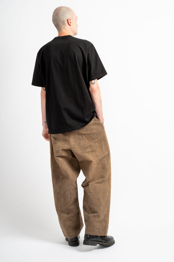 Flat Front Pant in Natural Dye Cotton/Washi Twill Brown