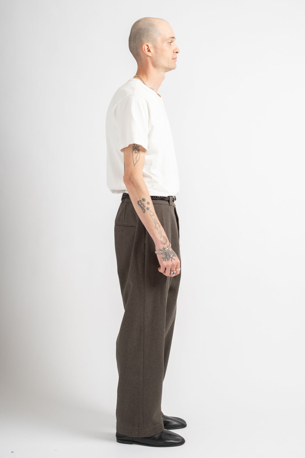 Flat Front Pant Top Dyed Cotton Kersey Olive Heather
