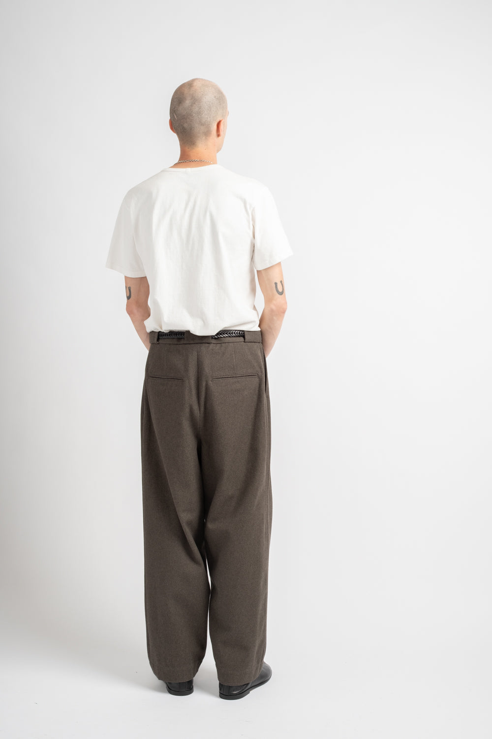 Flat Front Pant Top Dyed Cotton Kersey Olive Heather