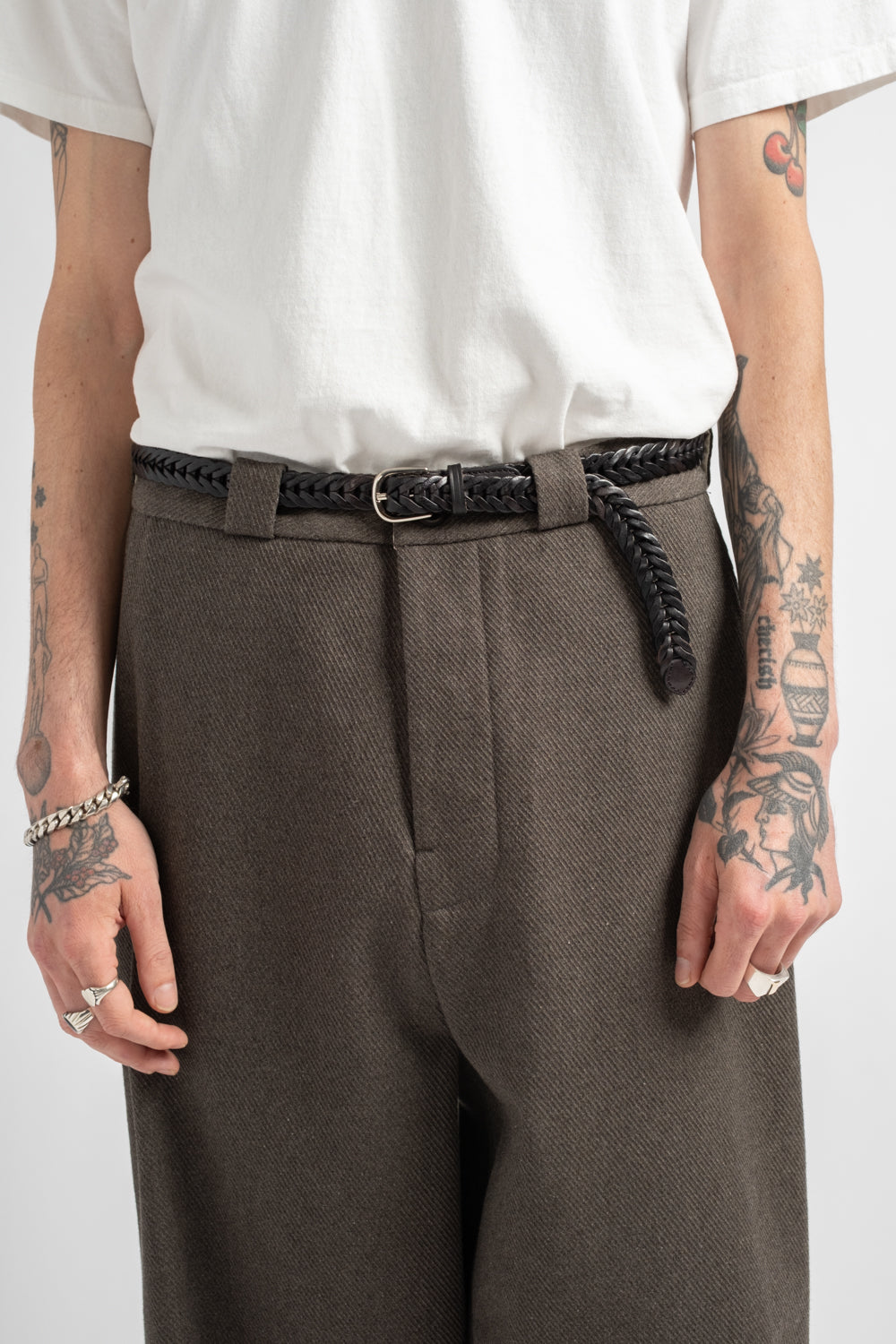 Flat Front Pant Top Dyed Cotton Kersey Olive Heather