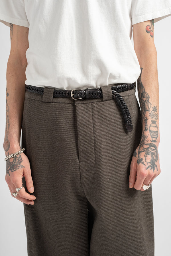 Flat Front Pant Top Dyed Cotton Kersey Olive Heather