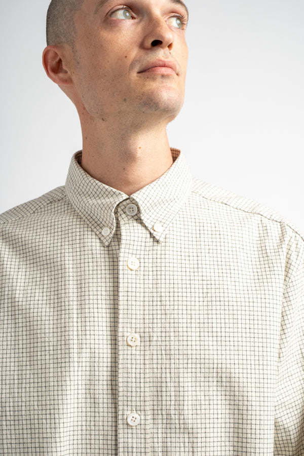 Oxford Shirt Cotton Gridcloth Natural/Black