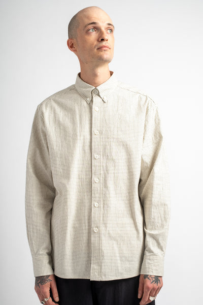 Oxford Shirt Cotton Gridcloth Natural/Black