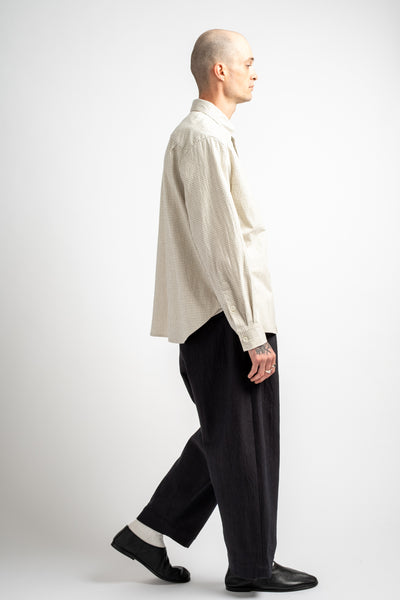 Oxford Shirt Cotton Gridcloth Natural/Black