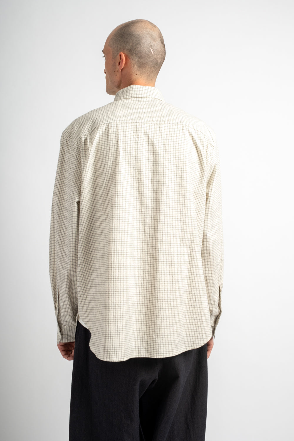 Oxford Shirt Cotton Gridcloth Natural/Black
