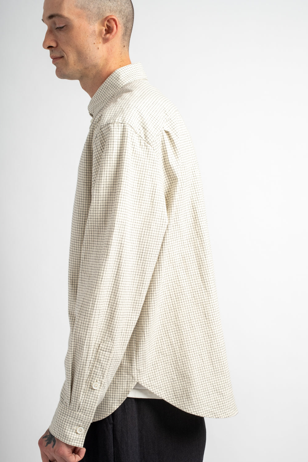 Oxford Shirt Cotton Gridcloth Natural/Black