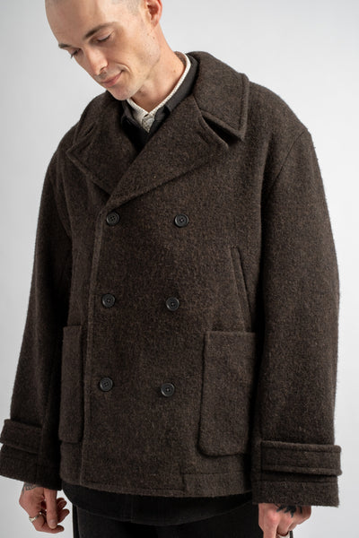 Peacoat Brushed Wool Coating Dark Brown