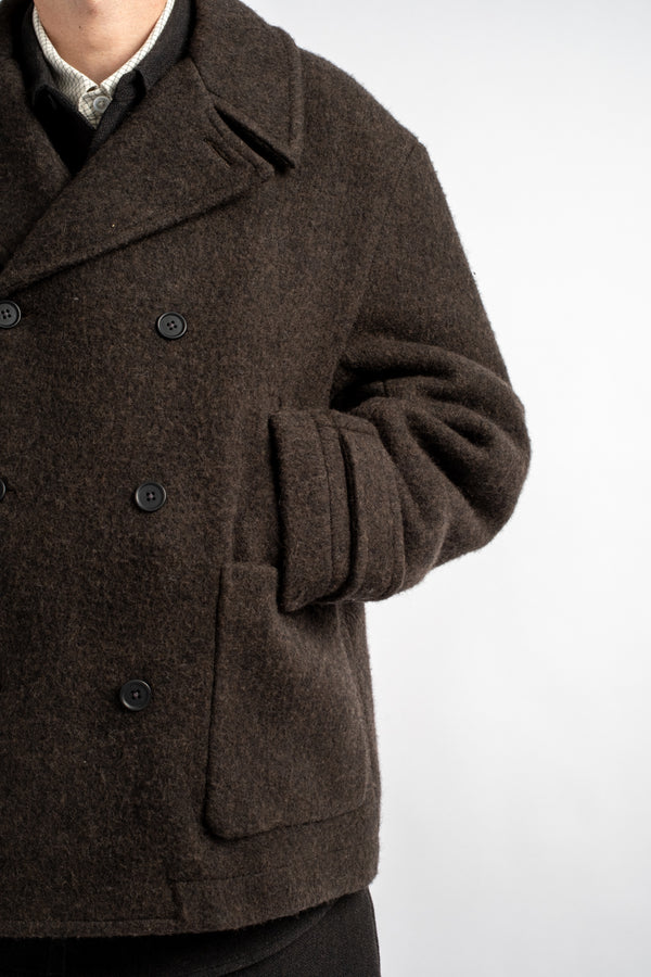 Peacoat Brushed Wool Coating Dark Brown