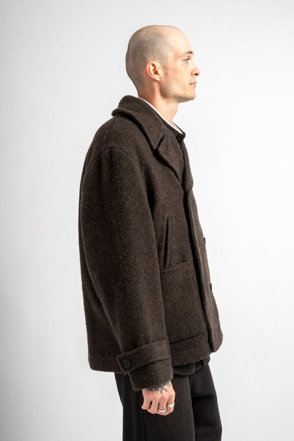 Peacoat Brushed Wool Coating Dark Brown
