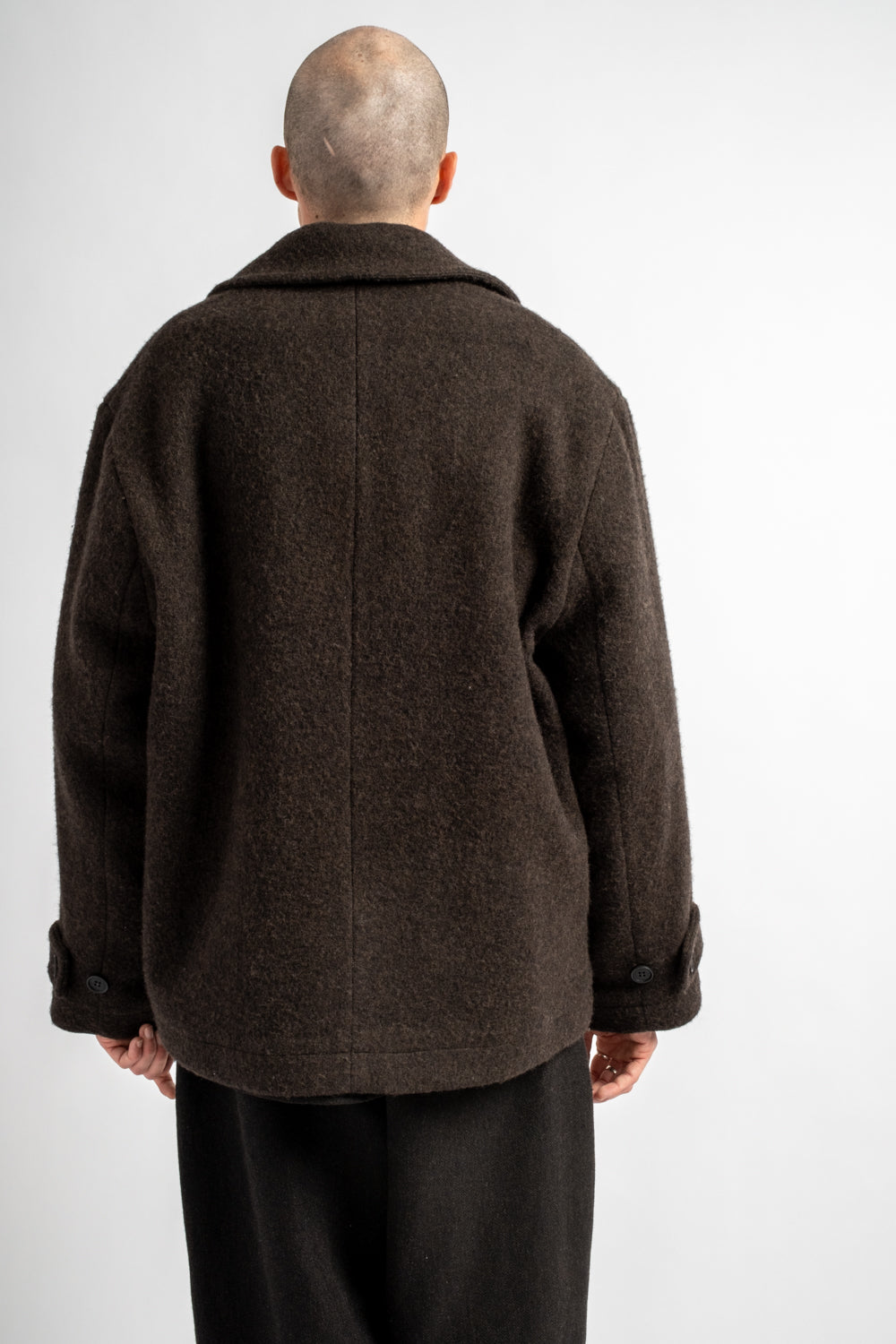 Peacoat Brushed Wool Coating Dark Brown