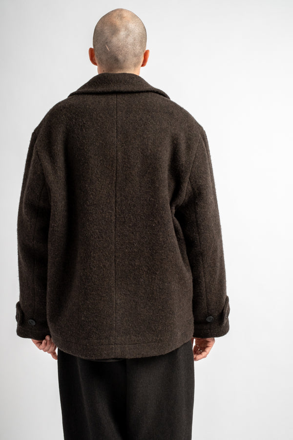 Peacoat Brushed Wool Coating Dark Brown