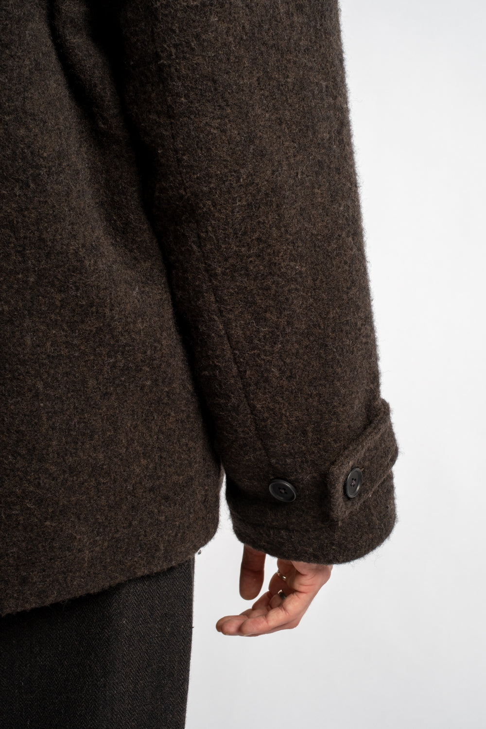 Peacoat Brushed Wool Coating Dark Brown