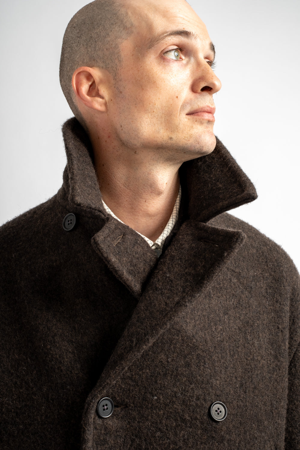 Peacoat Brushed Wool Coating Dark Brown