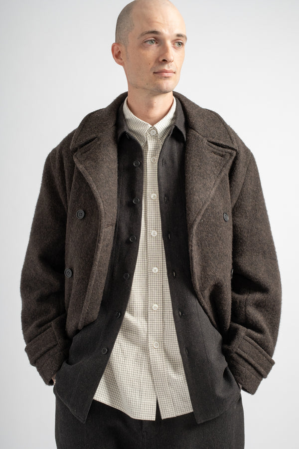 Peacoat Brushed Wool Coating Dark Brown