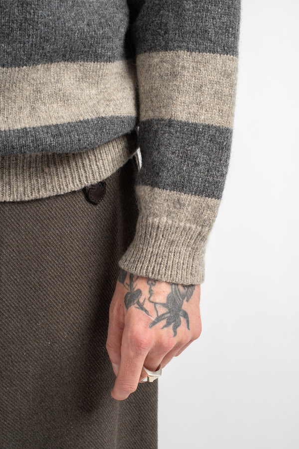 Striped Sweater Top Dyed Wool Charcoal/Light Grey