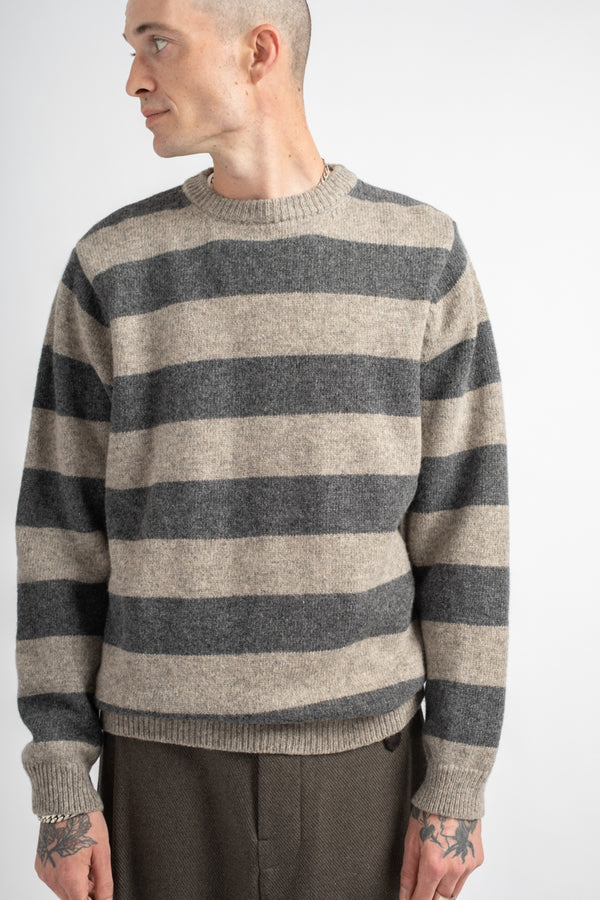 Striped Sweater Top Dyed Wool Charcoal/Light Grey