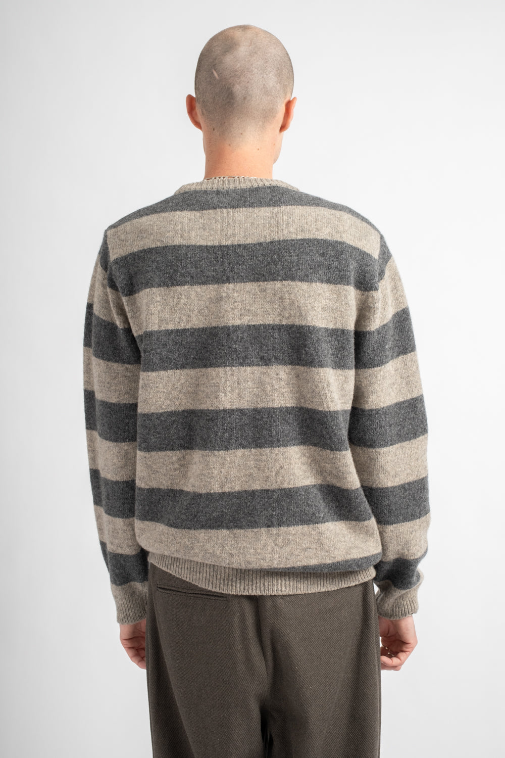 Striped Sweater Top Dyed Wool Charcoal/Light Grey