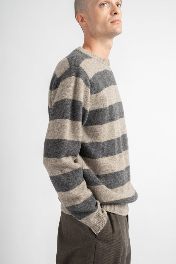 Striped Sweater Top Dyed Wool Charcoal/Light Grey