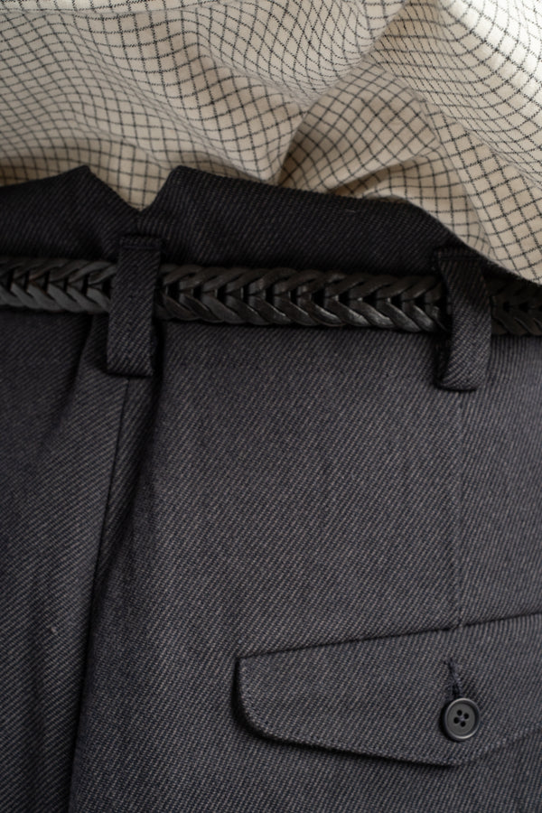 Two Pleat Pant Yarn Dyed Cotton Twill Navy/Grey