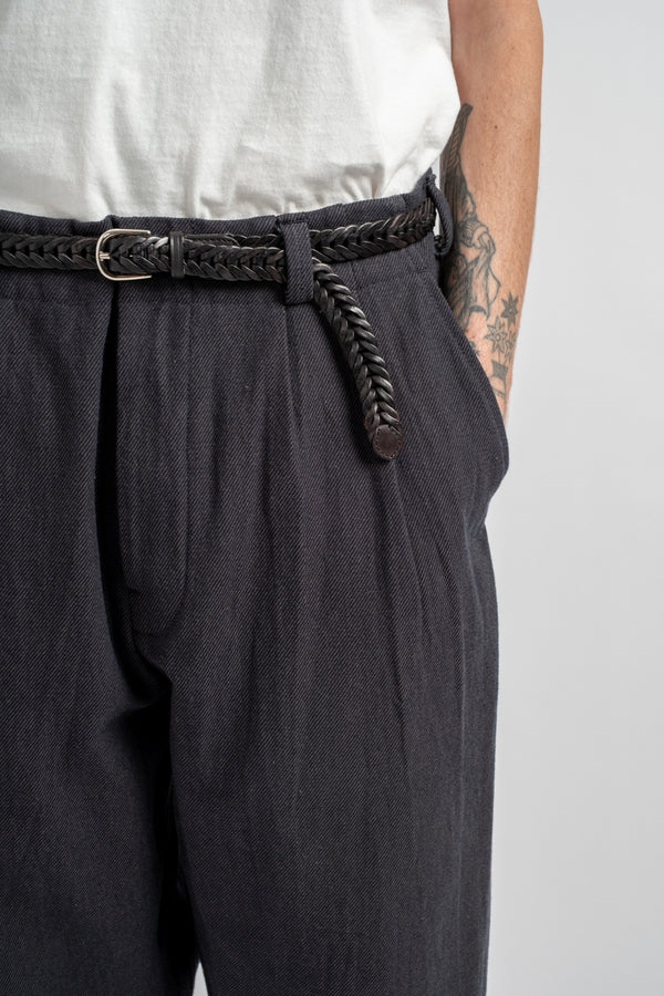 Two Pleat Pant Yarn Dyed Cotton Twill Navy/Grey