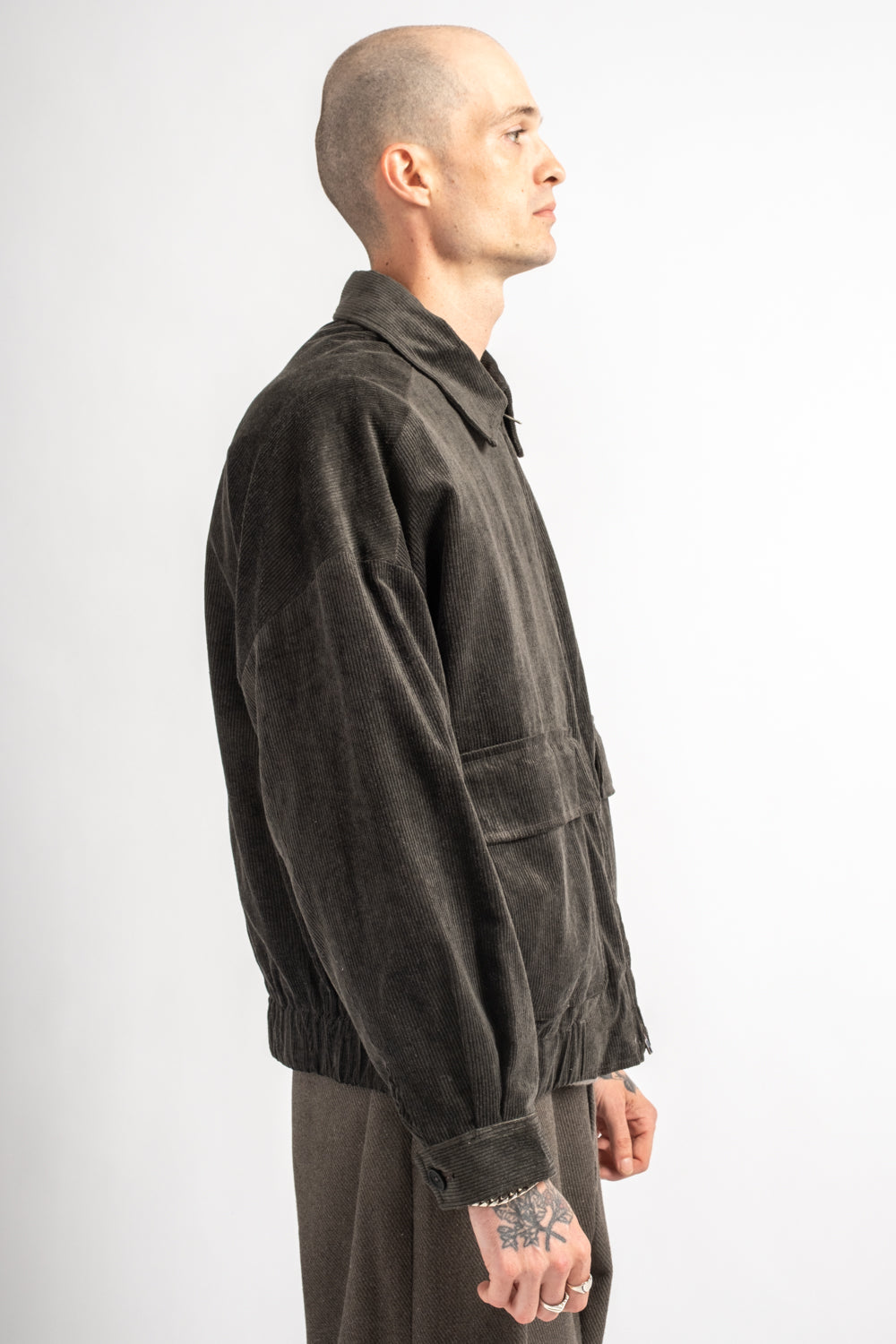 Zip Jacket Two Carbon Dyed Corduroy Charcoal