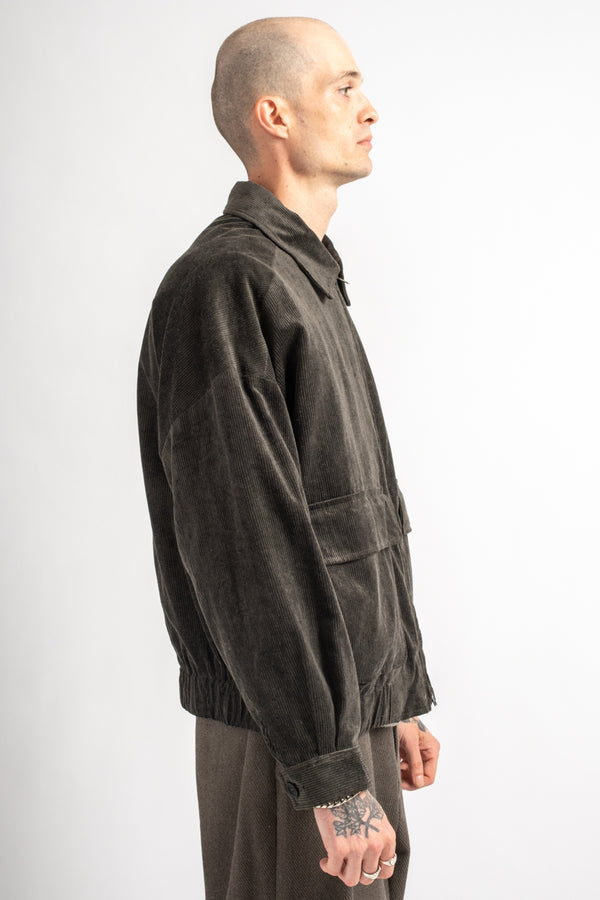 Zip Jacket Two Carbon Dyed Corduroy Charcoal