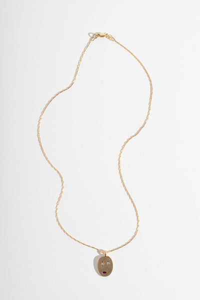 9K + Sapphire Face Mask Pendant No. 41