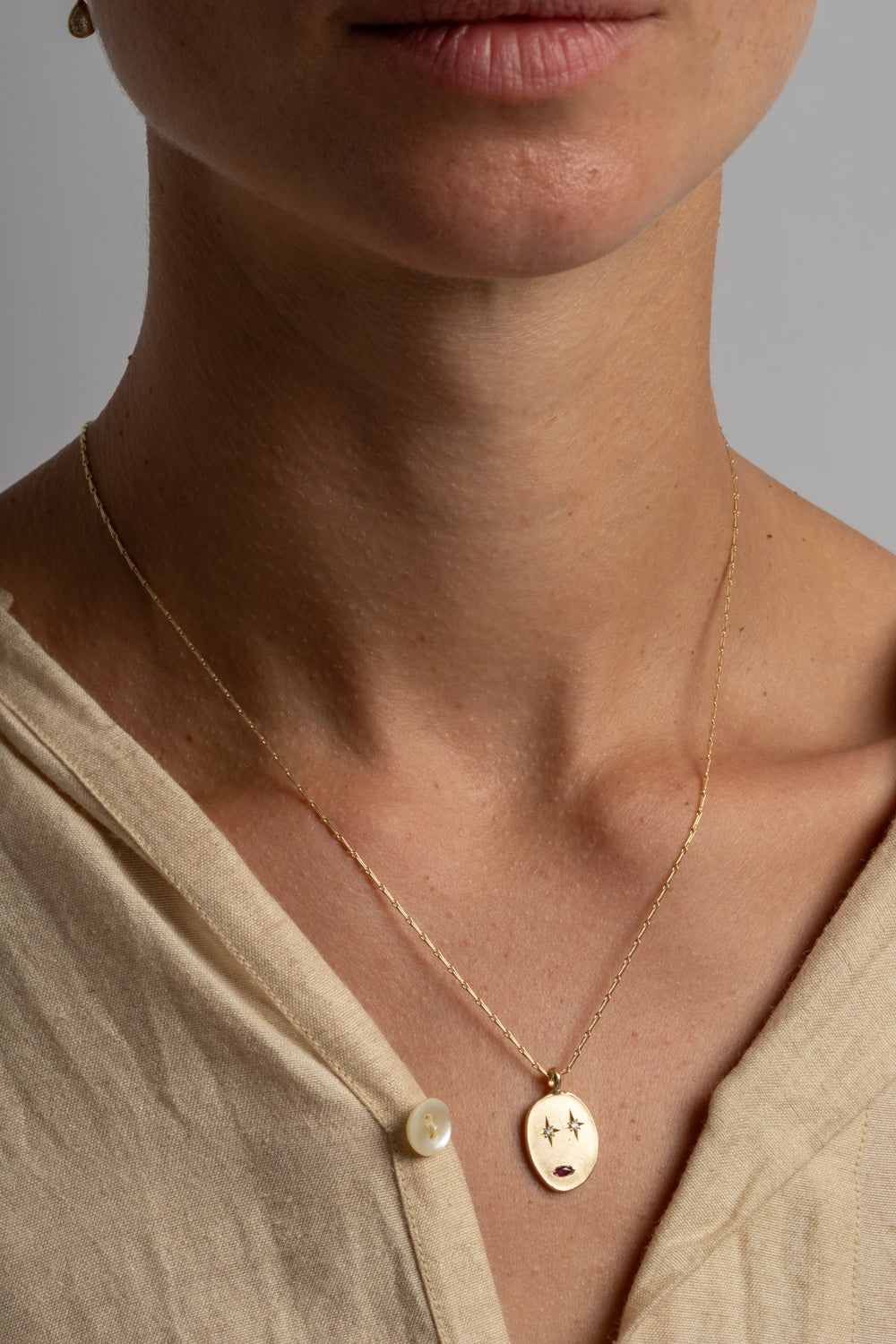 9K + Sapphire Face Mask Pendant No. 41