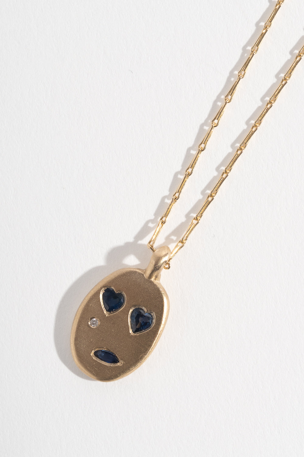 9K + Sapphire Face Mask Pendant No. 42