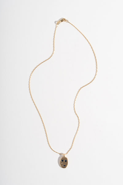 9K + Sapphire Face Mask Pendant No. 42