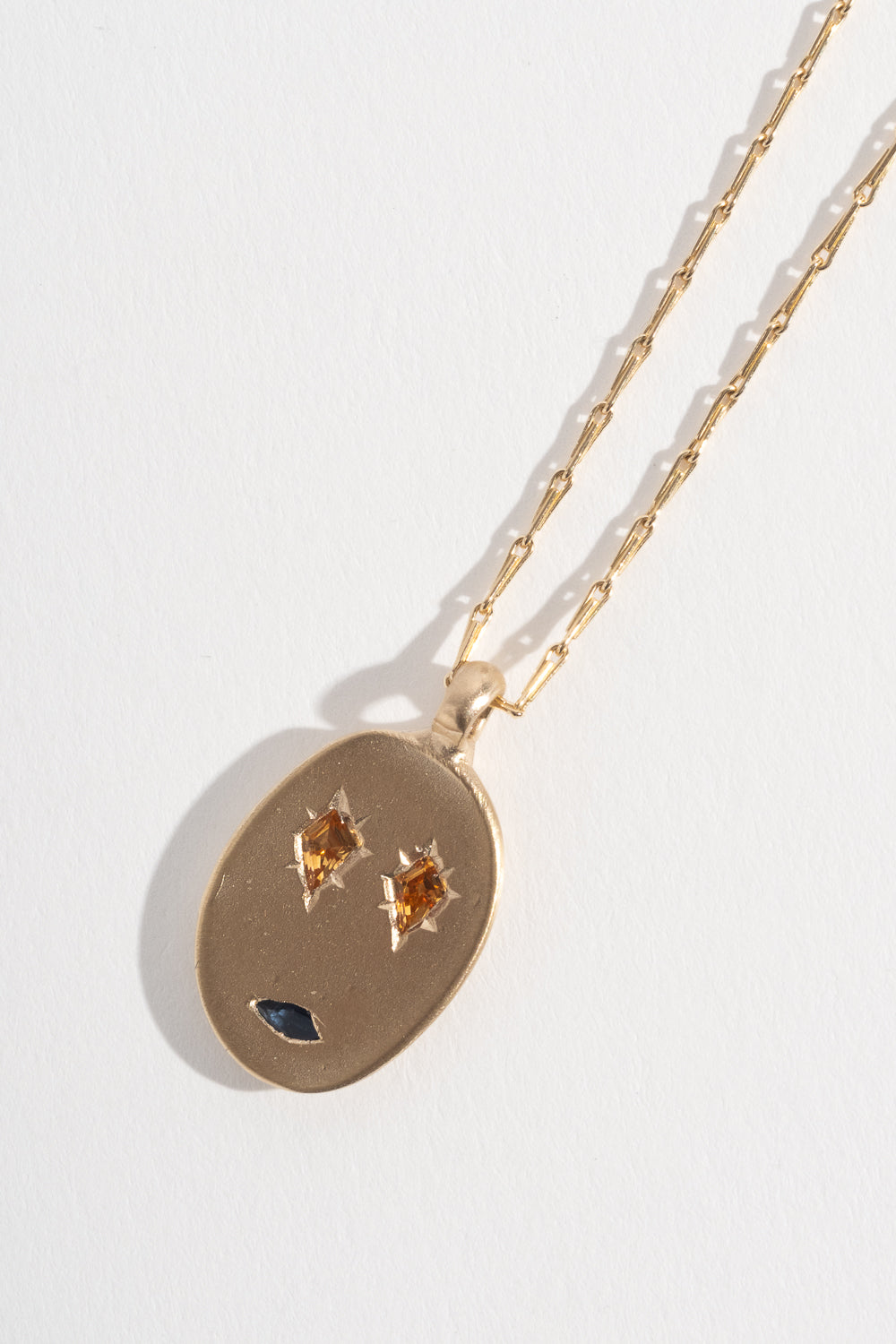 9K + Sapphire Face Mask Pendant No. 43