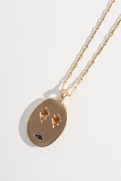 9K + Sapphire Face Mask Pendant No. 43