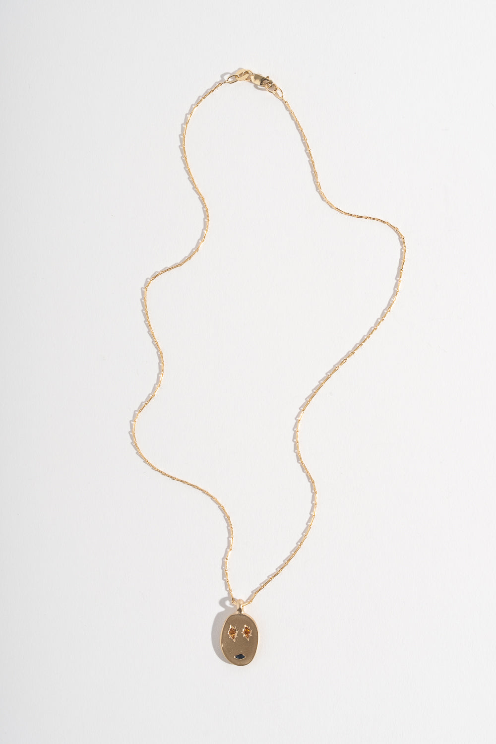 9K + Sapphire Face Mask Pendant No. 43