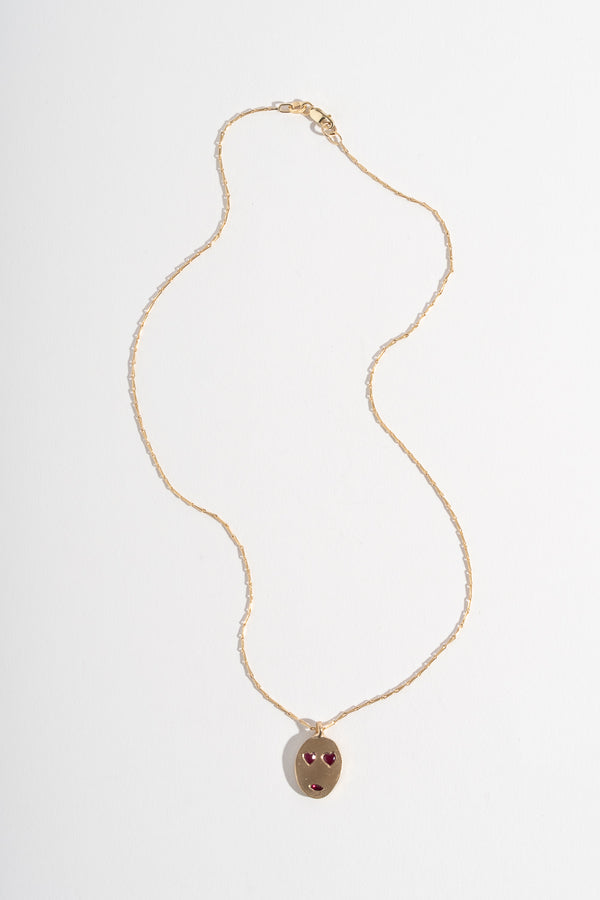 9K + Sapphire Face Mask Pendant No. 44