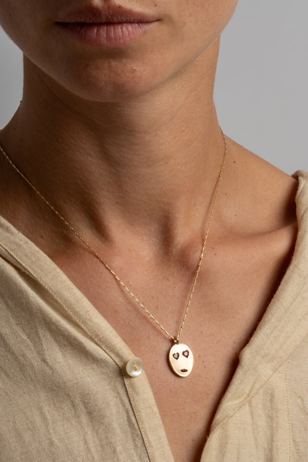 9K + Sapphire Face Mask Pendant No. 44