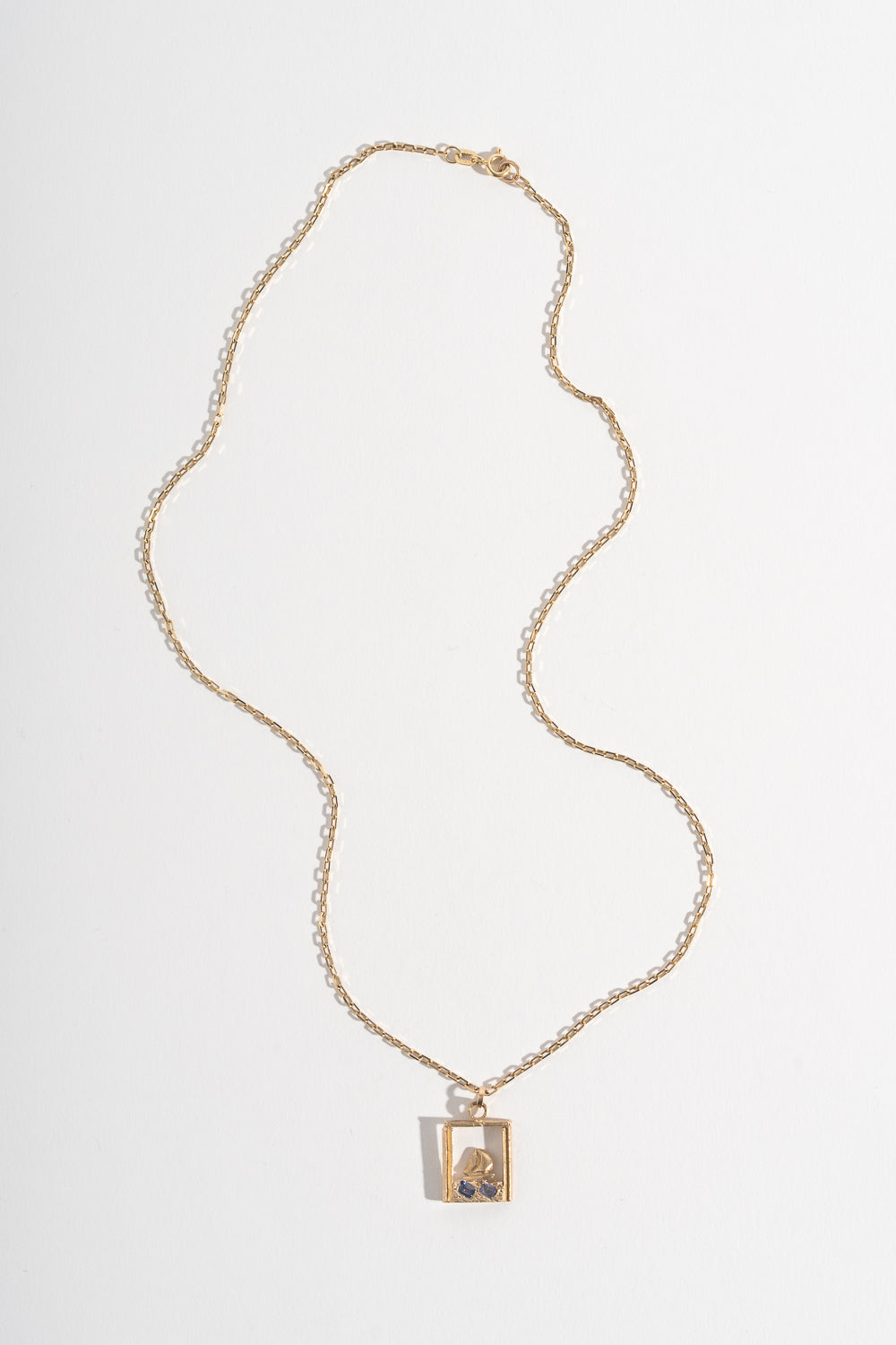 9K + Sapphire Postcard Necklace