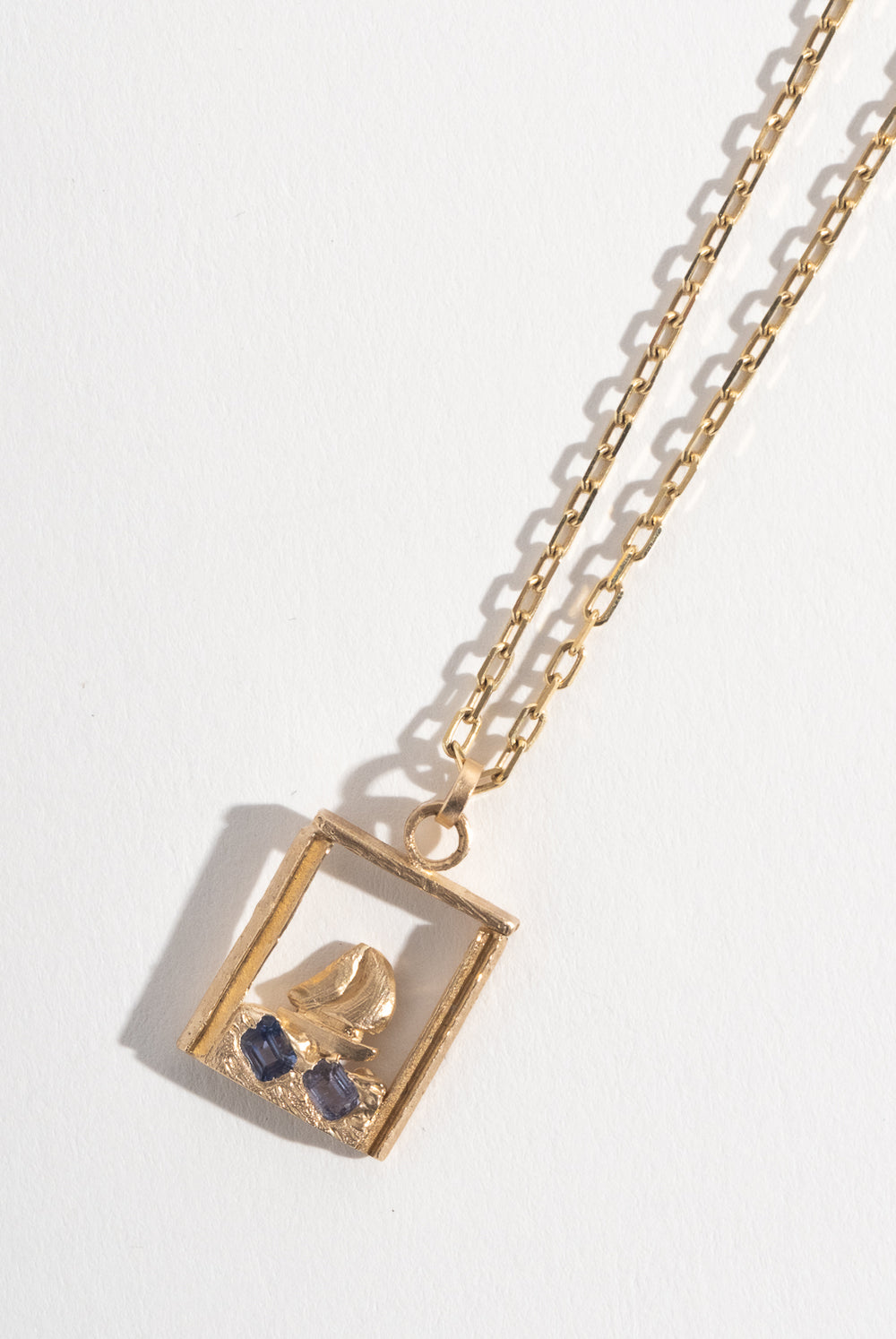 9K + Sapphire Postcard Necklace