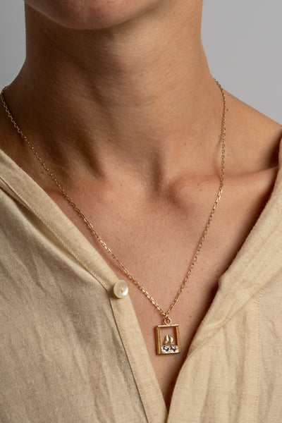 9K + Sapphire Postcard Necklace