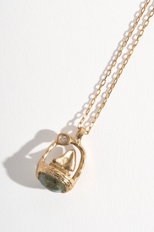 Azimuth Aquamarine + Diamond Pendant