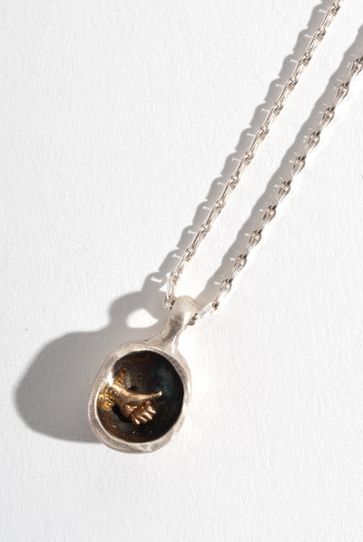Sterling + 9K Thumbs Up Pendant