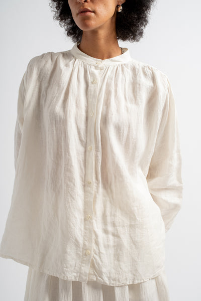 French Woven Linen Shirt in White