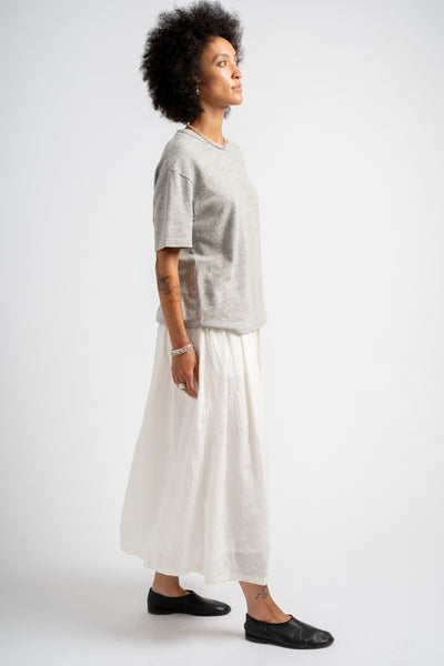 French Woven Linen Skirt in White
