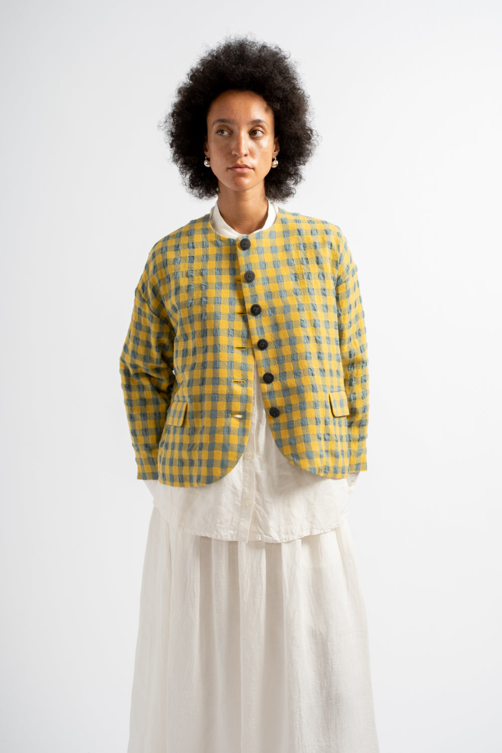 Gingham Check Jacket in Blue + Yellow