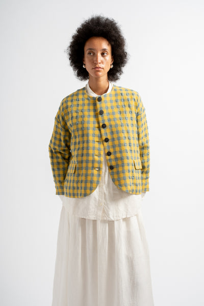 Gingham Check Jacket in Blue + Yellow